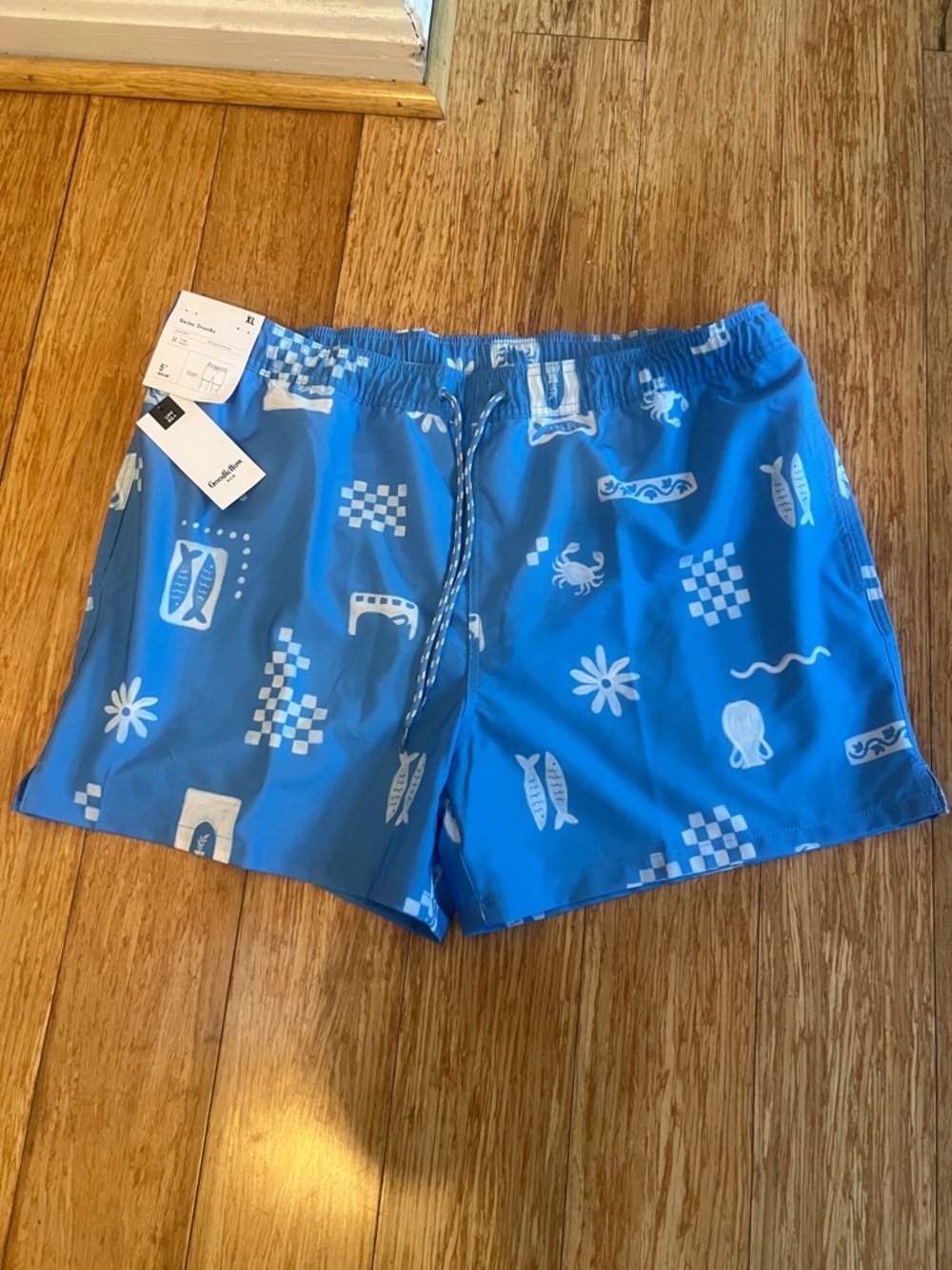 Goodfellow & Co Blue Floral Swim Trunks